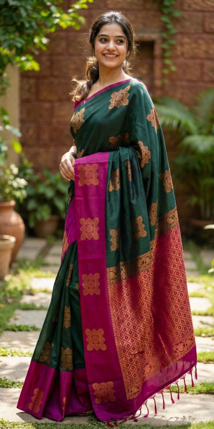 Kanchipuram Elite Silk Grand Contrast Pallu Saree